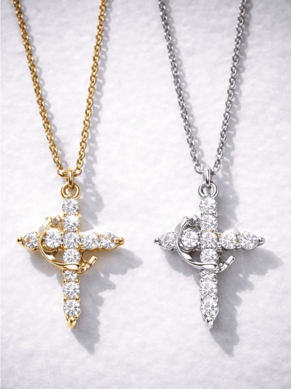 925 Sterling Silver Cross Necklace Gold or Silver ✨ CZ / Minimalist New